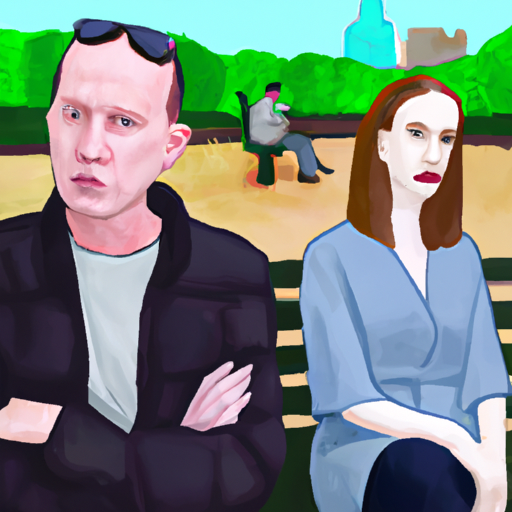 An image that depicts a couple sitting on a park bench