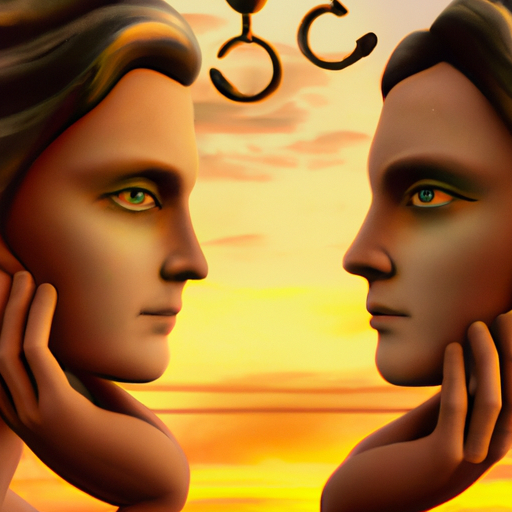 An image showcasing two Libras engaged in a harmonious conversation, their eyes radiating understanding