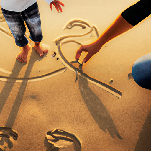 An image showcasing a peaceful family scene, where a loving parent gently guides their child's hand to draw a line in the sand, symbolizing the importance of setting clear boundaries and expectations