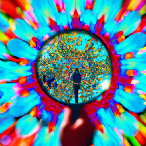An image featuring a magnifying glass zooming in on a vibrant kaleidoscope of colors