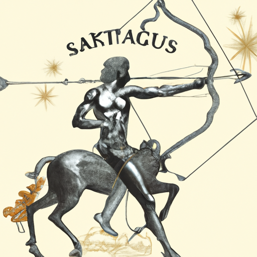An image featuring a centaur, half-human with a bow and arrow, representing Sagittarius