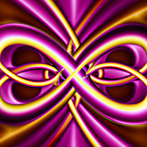 An image depicting intertwined infinity symbols, merging vibrant hues of gold and purple