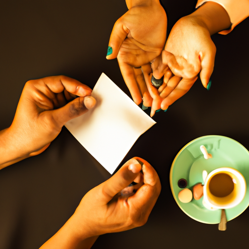 An image showcasing a couple holding hands while exchanging small gestures of kindness, like a cup of tea or a handwritten note, symbolizing the power of regular acts of thoughtfulness in fostering a strong and loving marriage