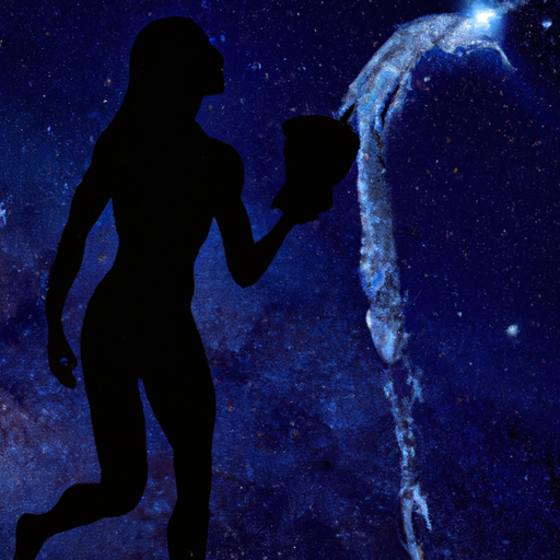 An image showcasing Venus in Aquarius' unique characteristics: an ethereal silhouette of a water bearer, pouring a stream of shimmering stars into the universe, symbolizing their innovative, detached, and eccentric approach to love and relationships