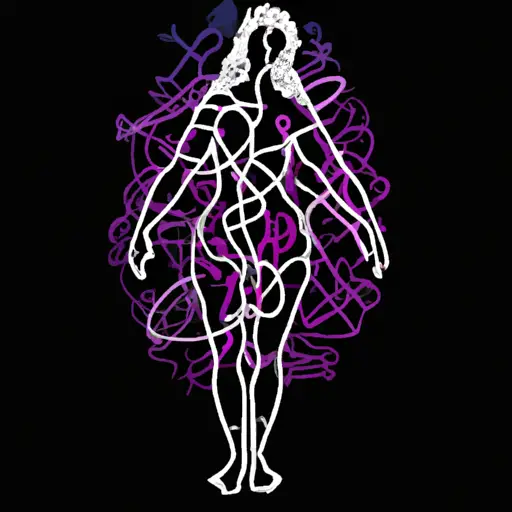 An image showcasing a silhouette of a person with exaggerated curves, their body composed of various symbols representing hormones