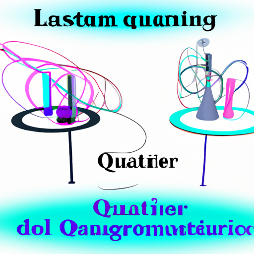 An image showcasing a laboratory setting with two entangled particles, symbolizing quantum entanglement