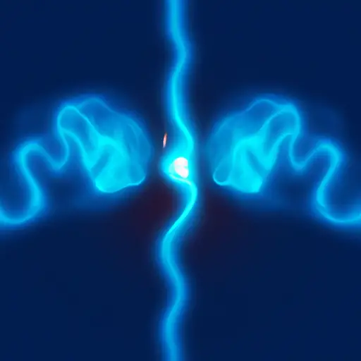 An image showcasing two intertwined strands of light, representing quantum entanglement