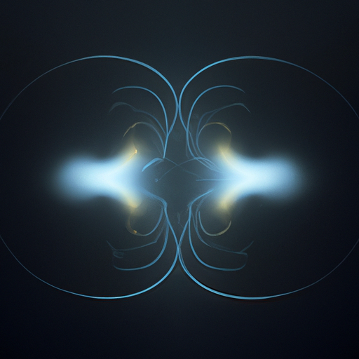 An image depicting two intricately intertwined, glowing particles suspended in a cosmic void