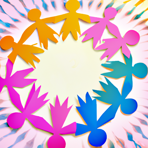 An image capturing a person surrounded by a comforting circle of family and friends, joined by a diverse group of individuals from a cancer support group, symbolizing the power of love, understanding, and communal support