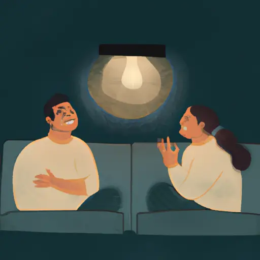 An image showcasing a couple sitting face-to-face on a cozy couch, engaged in a heartfelt conversation