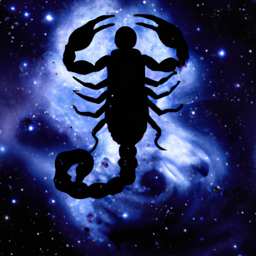 An image featuring a mysterious silhouette of a Scorpio, surrounded by a swirling cosmos
