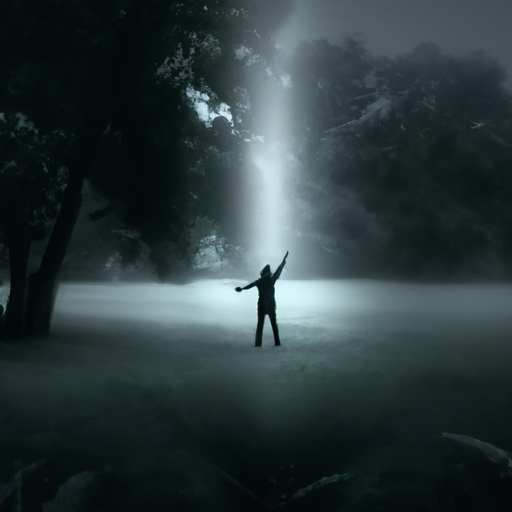 An image that showcases a solitary figure standing at the edge of a misty forest, their outstretched hand reaching towards a fading beam of light, symbolizing the intangible and elusive nature of closure
