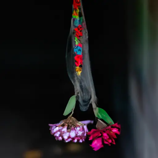 An image depicting two wilted flowers entangled in a decaying, cobweb-covered friendship bracelet, symbolizing the stagnation and decay of expired friendships