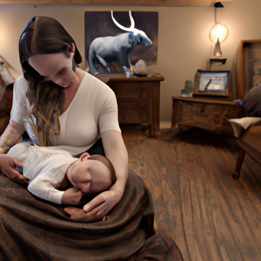 An image showcasing a serene Taurus parent, gently cradling their child in a cozy nursery adorned with earthy tones