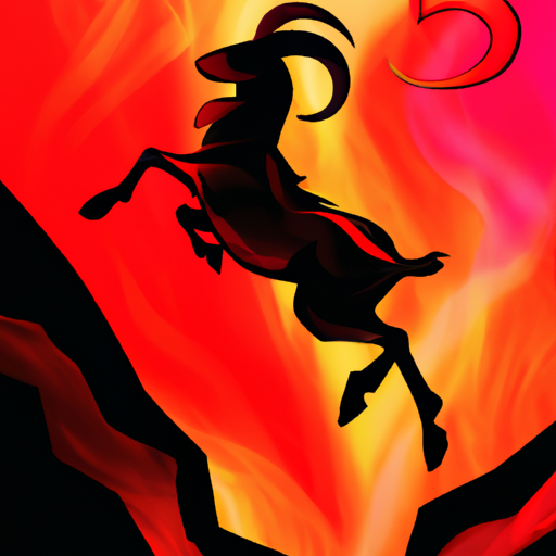An image showcasing a fiery Aries willingly leaping into the unknown, symbolizing their impulsive love choices