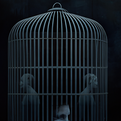An image illustrating a person confined within a towering cage, their face etched with loneliness, as distant silhouettes of friends and family fade away into an abyss, symbolizing the emotional isolation caused by manipulation in relationships