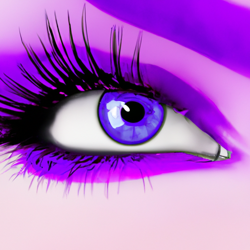 An image showcasing a close-up of a mesmerizing pair of eyes, shimmering with a rare and captivating shade of violet