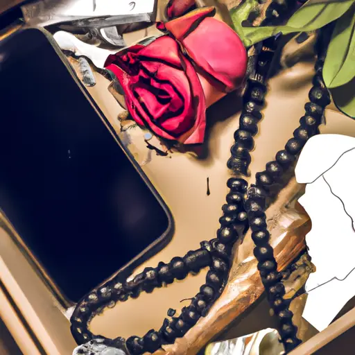 An image showcasing a smartphone tucked away in a drawer, surrounded by a broken heart necklace, a torn-up letter, and a wilted rose, symbolizing the emotional process of moving on and utilizing apps to break the cycle of texting or contacting an ex