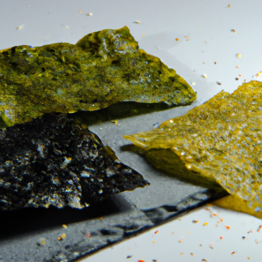 An image that showcases an assortment of vibrant, crispy seaweed snacks