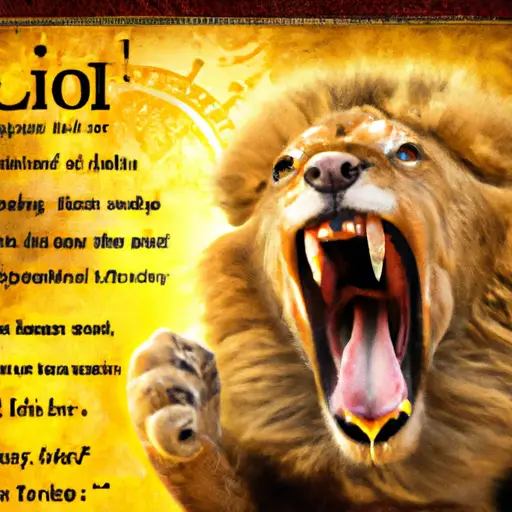 An image showcasing a playful lion roaring in front of a golden backdrop, surrounded by a collage of humorous Leo memes and insightful quotes, capturing the essence of Leo's confident and charismatic personality