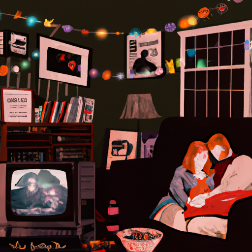 An image showcasing a cozy, dimly-lit living room