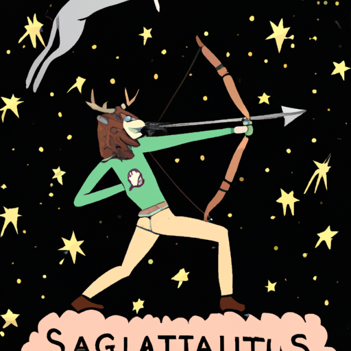 An image featuring a playful Sagittarius centaur, grinning mischievously while shooting arrows of humor into a starry sky