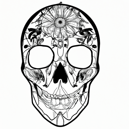 An image showcasing a vibrant, intricately-detailed sugar skull tattoo with a modern twist