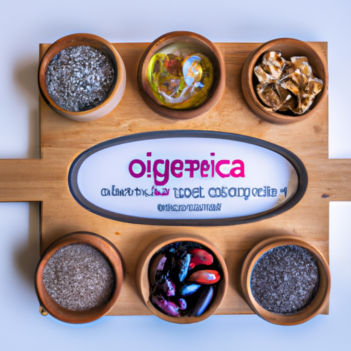 An image showcasing an array of plant-based sources rich in omega-3 fatty acids, such as chia seeds, flaxseeds, walnuts, hemp seeds, and algae oil capsules