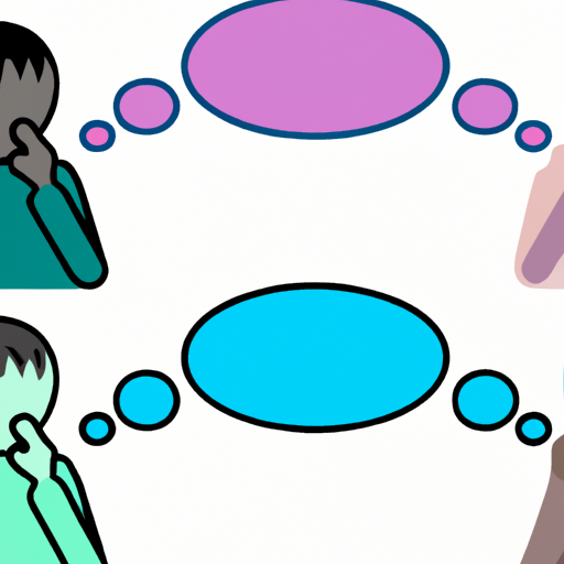 An image of a person surrounded by thought bubbles, each containing a different scenario