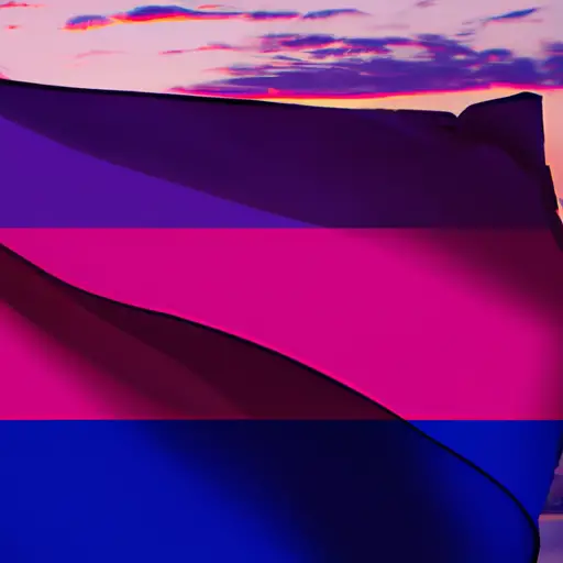 An image showcasing the vibrant Bisexual Flag against a backdrop of a sunset-lit beach