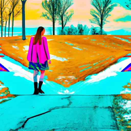 An image filled with contrasting colors and emotions, depicting a person standing at a crossroads, one path leading to a bright, vibrant future, and the other showing a nostalgic and melancholic scene