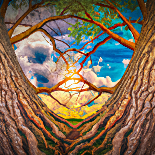An image capturing two intertwined trees, their roots deeply entwined in the fertile soil, symbolizing a profound spiritual connection
