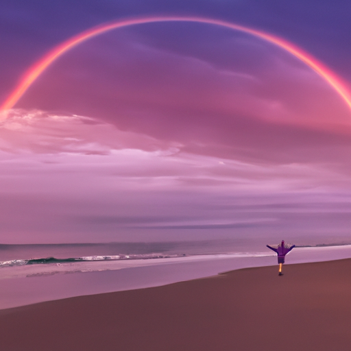 An image showcasing a radiant sunrise, casting warm hues across a serene beach