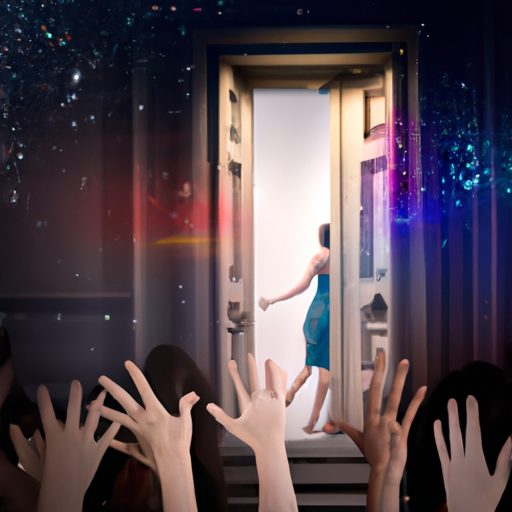 An image depicting a woman outside a closed door, her hand reaching out in longing, as she watches a group of people celebrating inside a brightly-lit room, highlighting the painful exclusion from significant events
