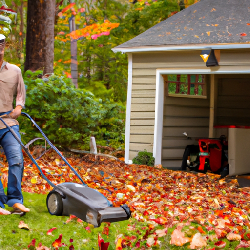 An image featuring a man effortlessly mowing the lawn, with a content smile on his face