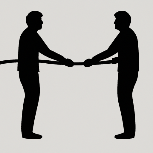 An image depicting two individuals standing face to face, each holding a rope