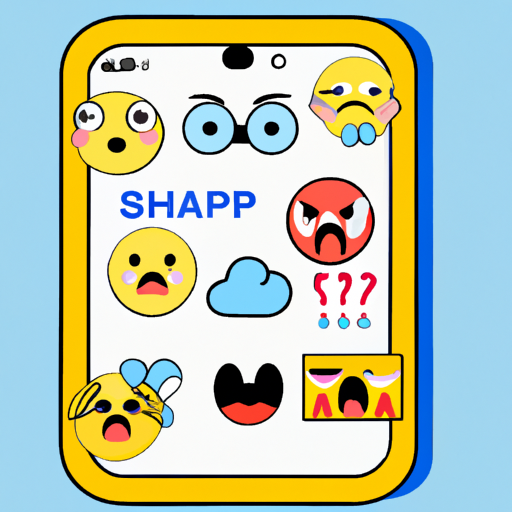An image that showcases a smartphone with Snapchat emojis displayed on the screen, depicting various facial expressions, objects, and symbols