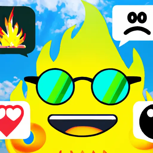 An image showcasing a Snapchat screen with various emojis, like the smiling face with sunglasses, fire, and grimacing face, to illustrate the post's subtopic of decoding emoji meanings on Snapchat