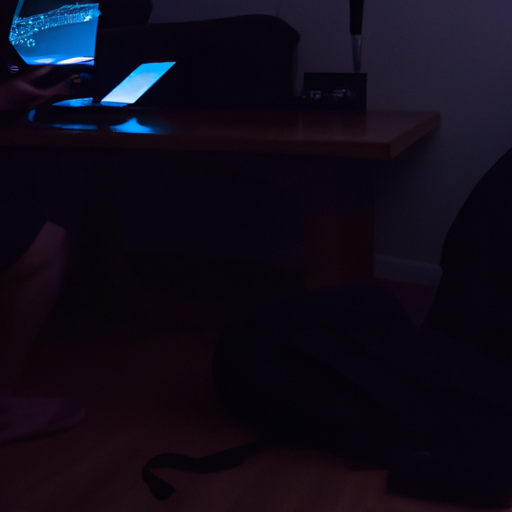 An image capturing the essence of constant surveillance in a relationship: a dimly lit room with a tense atmosphere, a shadowy figure hunched over a partner's personal belongings, illuminated only by the eerie glow of a phone screen