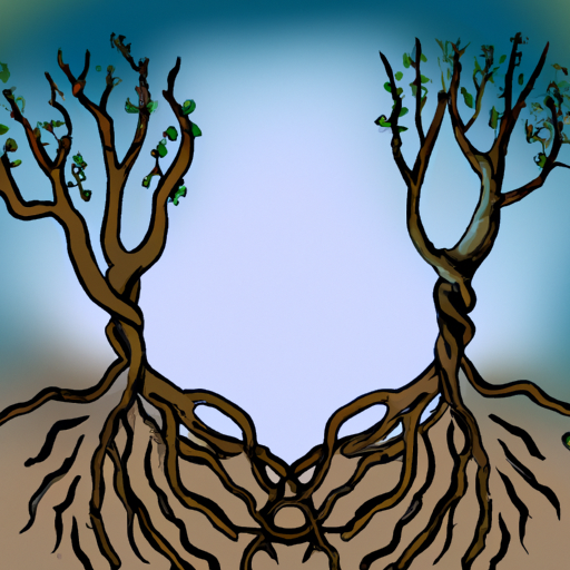An image that showcases the essence of nurturing love, depicting two intertwined trees with roots intertwining beneath the earth, symbolizing the deep connection and growth that comes from loving from the depths of one's soul