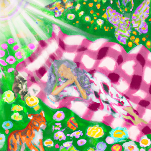 An image depicting a serene, sun-kissed meadow, where a contented Libra, Taurus, and Cancer joyfully lounge on a checkered blanket, surrounded by blooming flowers and harmonious butterflies, radiating peaceful vibes