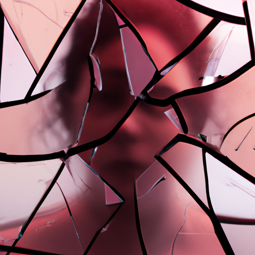 An image that portrays a shattered mirror reflecting a distressed figure, surrounded by twisted and distorted reflections