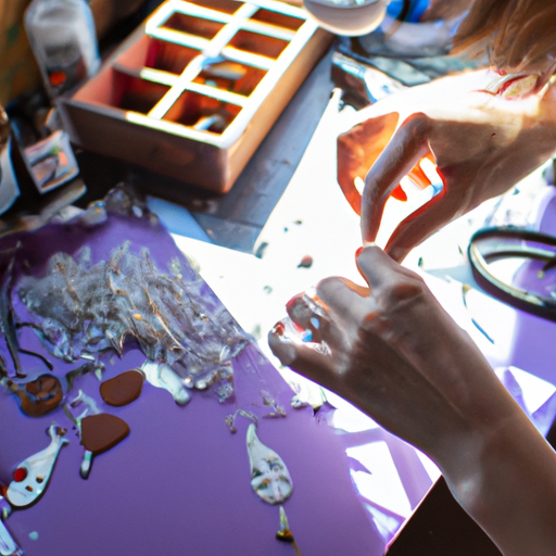 An image showcasing a person passionately crafting handmade jewelry in a sunlit studio, surrounded by meticulously organized tools, sparkling gemstones, and finished products ready for sale, epitomizing the journey of building a successful side hustle