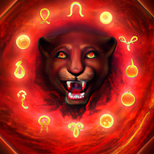 An image that showcases a vibrant lion, symbolizing a Leo, surrounded by a mesmerized audience of zodiac signs - Aries, Sagittarius, and Gemini - captivated by the Leo's magnetic aura and fiery charm