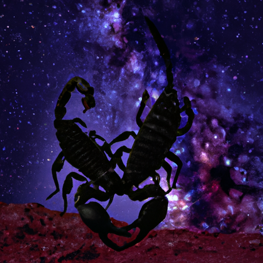 An image showcasing a passionate embrace between a mysterious Scorpio and their partner under a starlit sky, capturing the intensity and depth of their connection, while alluding to their enigmatic nature