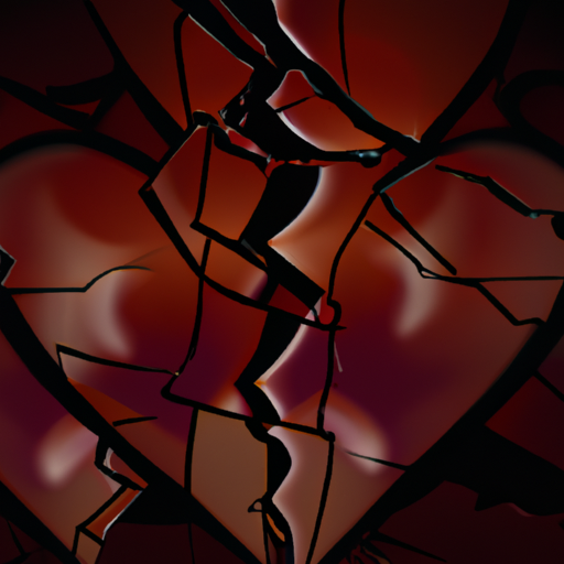 An image depicting a broken mirror reflecting shattered hearts, symbolizing the aftermath of a toxic relationship