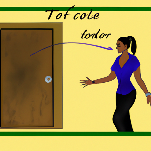 An image capturing the essence of moving on from a toxic ex by depicting a person confidently closing a door, symbolizing cutting off all contact, with a clear boundary line separating them from the past
