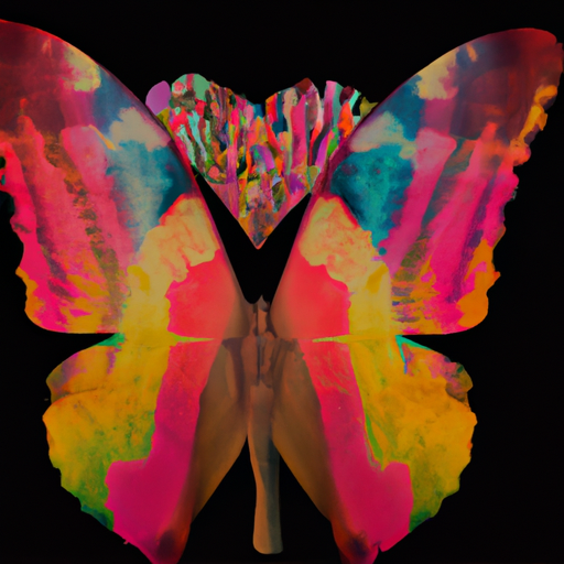 An image showcasing a vibrant kaleidoscope of colors, where a once timid soul is transformed into a confident individual, symbolized by a butterfly emerging from its cocoon, representing the profound metamorphosis love can ignite