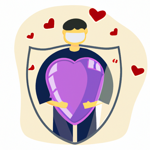 An image depicting a person with a large heart surrounded by a transparent shield, symbolizing protection
