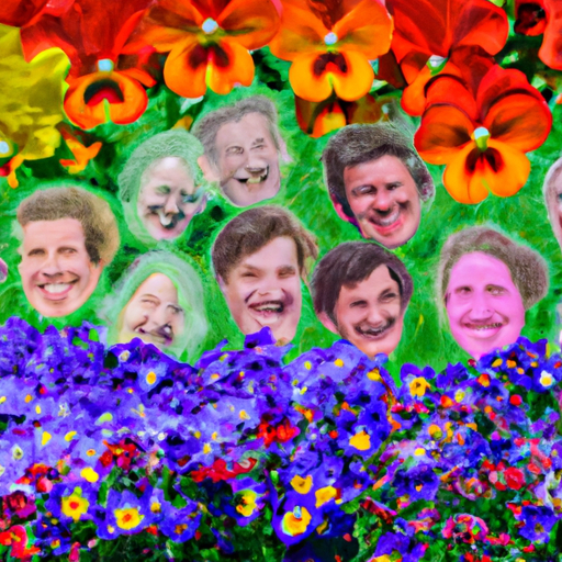 An image of a diverse group of people laughing together in a vibrant garden, surrounded by blooming flowers, symbolizing the positive impact of cultivating strong relationships on one's happiness